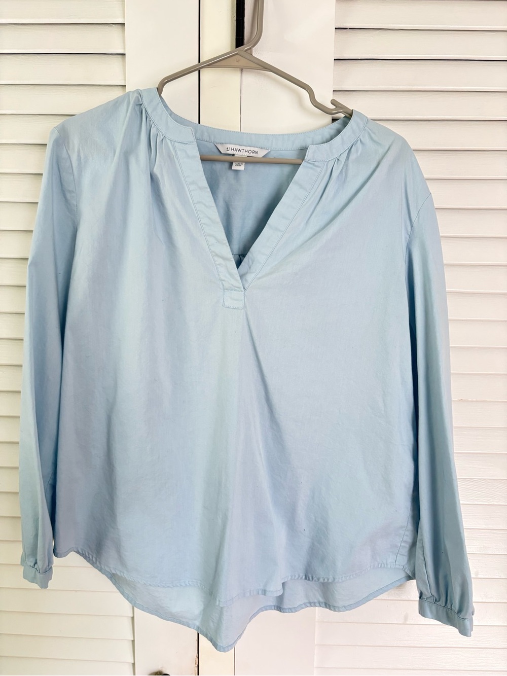 41 Hawthorn Pale Blue V-Neck Long Sleeve Blouse